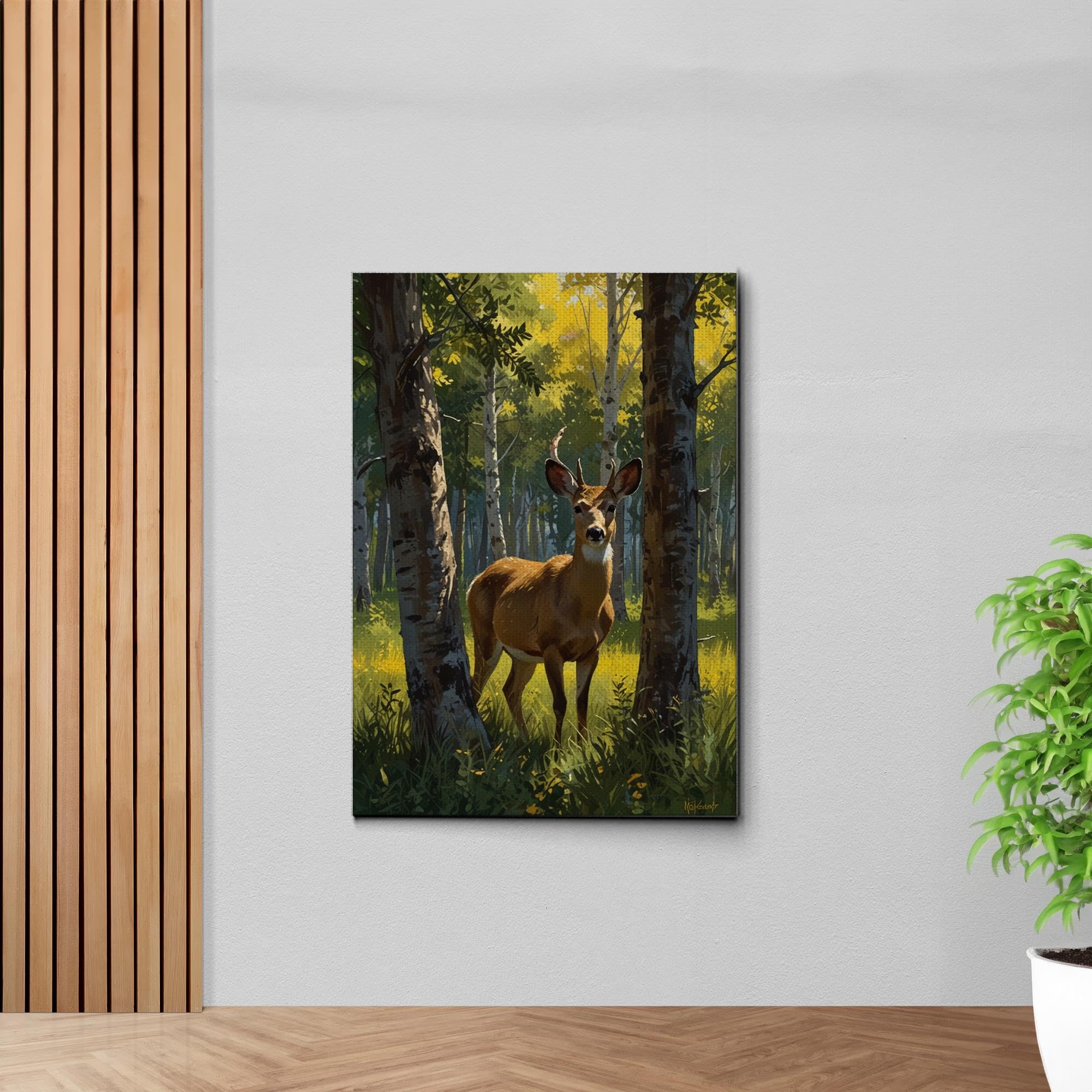 Amazon.com: SUDDENSUPPLY Wildlife Canvas Wall Art, Deer Hiding